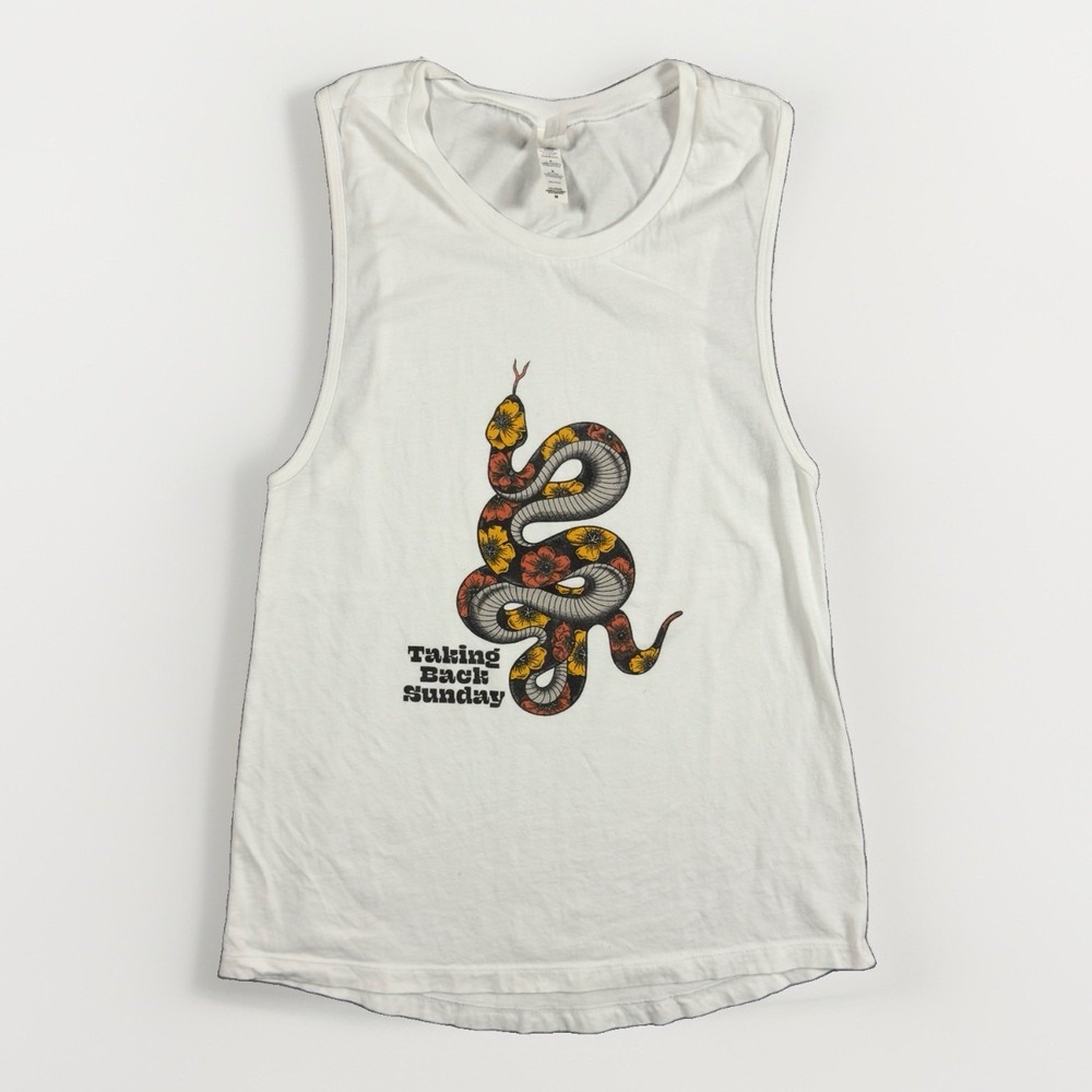 Taking Back Sunday Tank Top Womens M Snake Floral Band Tee Emo Rock Punk